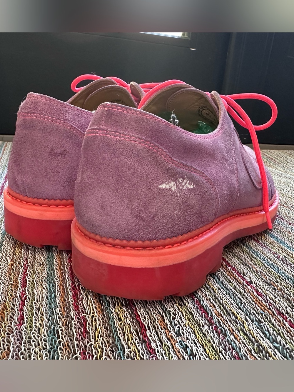 Fluevog 7th Heaven Derby Swirl purple (orchid)/pink suede lace-up shoe -11.5 - Picture 4 of 16